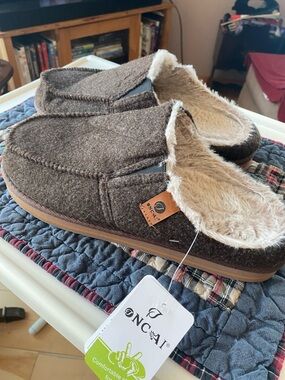 ONCAI Brown Wool-Look Faux Fur Lined Slip-Ons